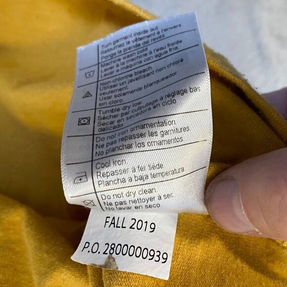 Carhartt Mens Long-Sleeve Logo Pocket Tee Small Mustard Yellow Sleeve Spell Out - Picture 10 of 13